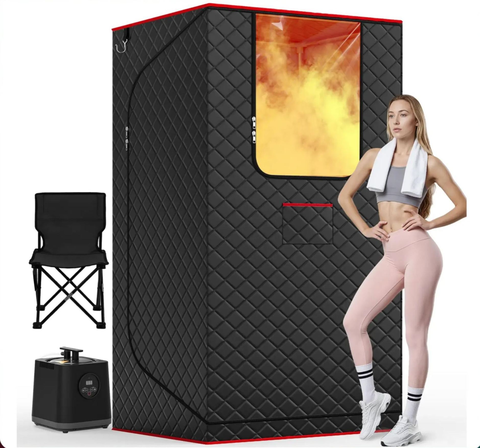 Cabina de sauna portátil TEHANLD para el hogar, sauna de vapor personal con generador de vapor de 3,0 L y 1200 W, tienda de sauna plegable para interiores, spa de sauna seca de cuerpo completo.