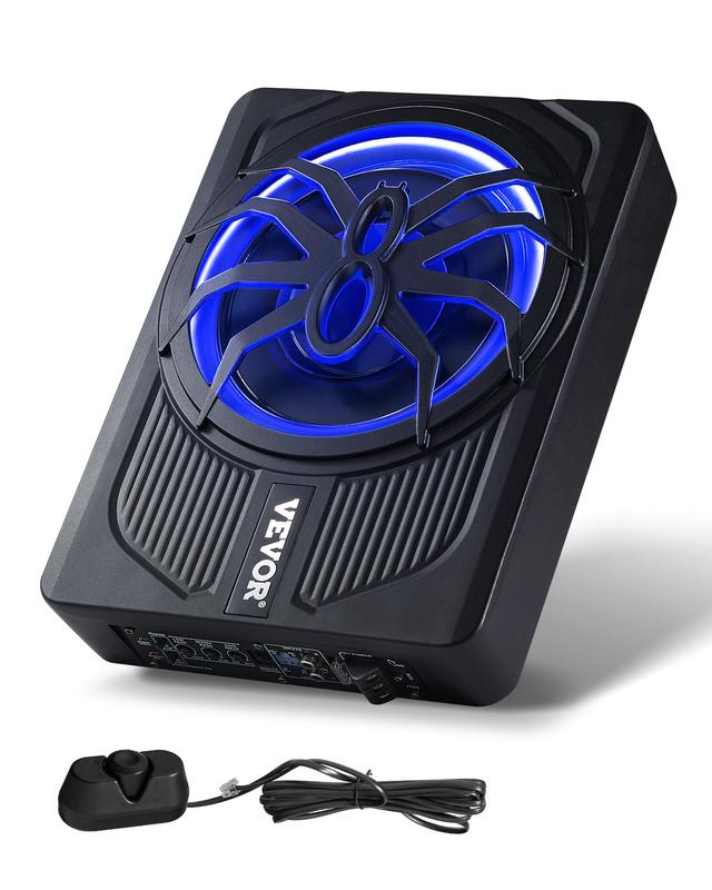 VEVOR Subwoofer 10'' 440W Bajo Asiento con Luz Azul y Control Remoto para Autos, SUV y Camiones