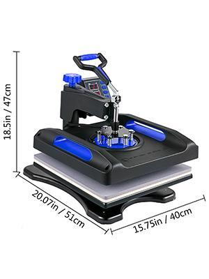 【Father's Day】VEVOR Heat Press Machine 15 x 15 Inch 8 in 1 Heat Press 800W Sublimation Machine 360&deg; Rotation Swing Away 8 in 1 Shirt Printing Machine Dual-Tube Heating for DIY T-Shirts Cap & Mugs Blue