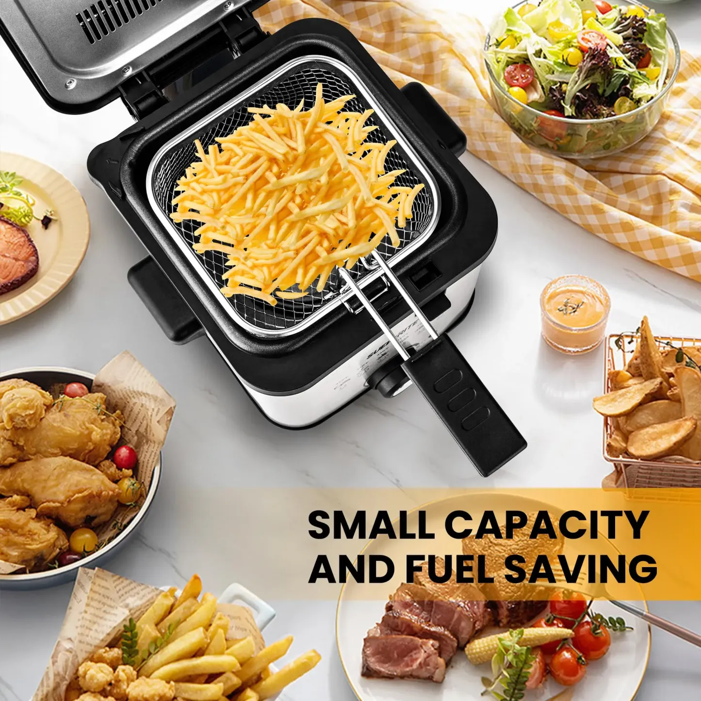 SUSTEAS 1500W Electric Deep Fryer with Temperature Control