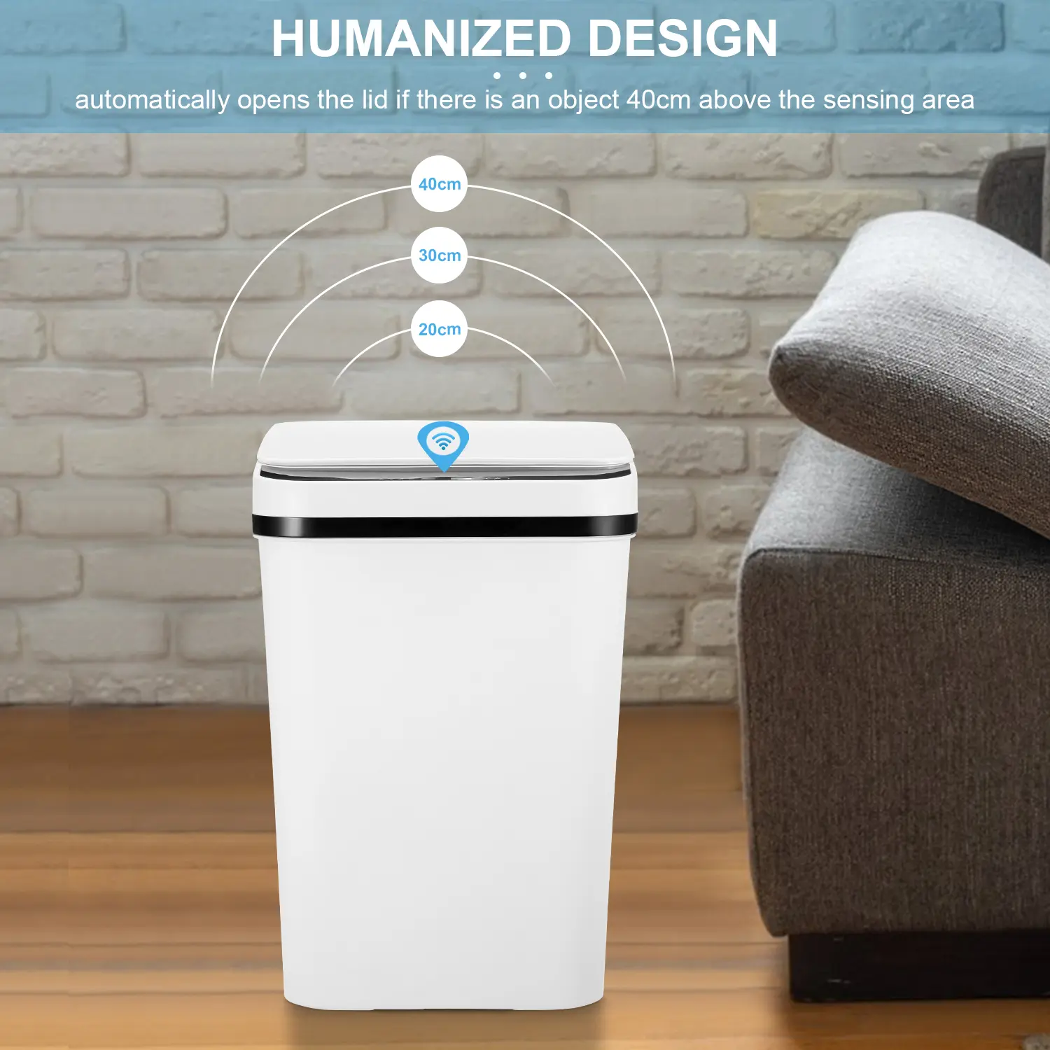 Cubo de basura automático sin contacto de 12 L: Papelera inteligente con sensor de movimiento