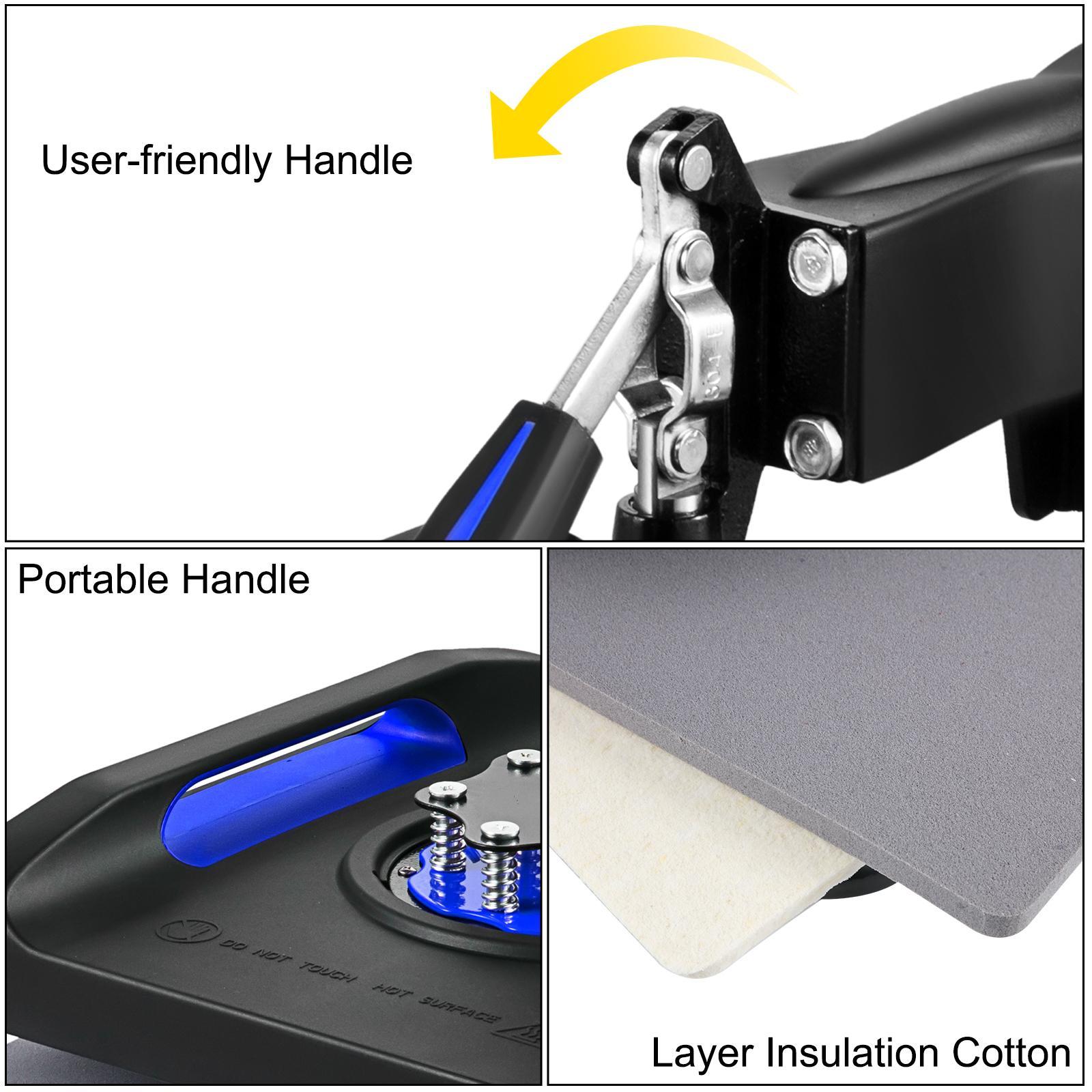 【Father's Day】VEVOR Heat Press Machine 15 x 15 Inch 8 in 1 Heat Press 800W Sublimation Machine 360&deg; Rotation Swing Away 8 in 1 Shirt Printing Machine Dual-Tube Heating for DIY T-Shirts Cap & Mugs Blue