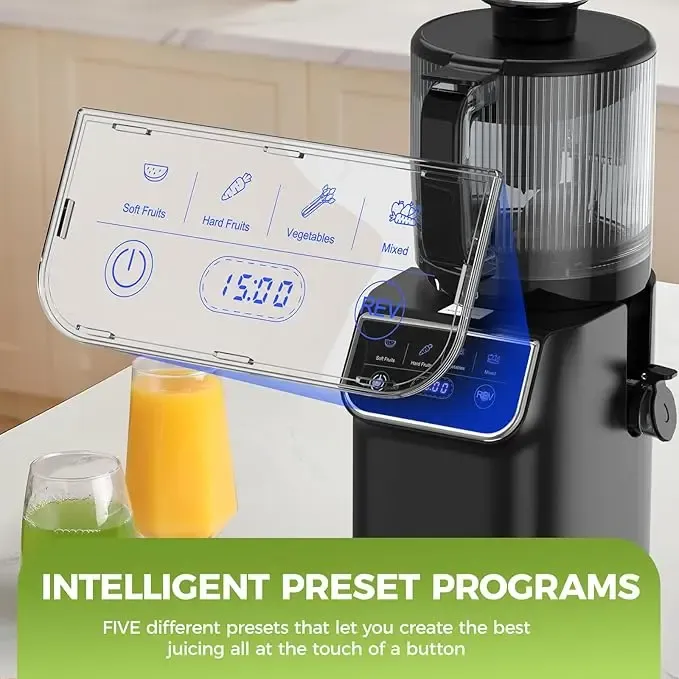 Extractor de jugos de prensado en frío TUUMIIST: gran capacidad de 100 oz y pantalla táctil
