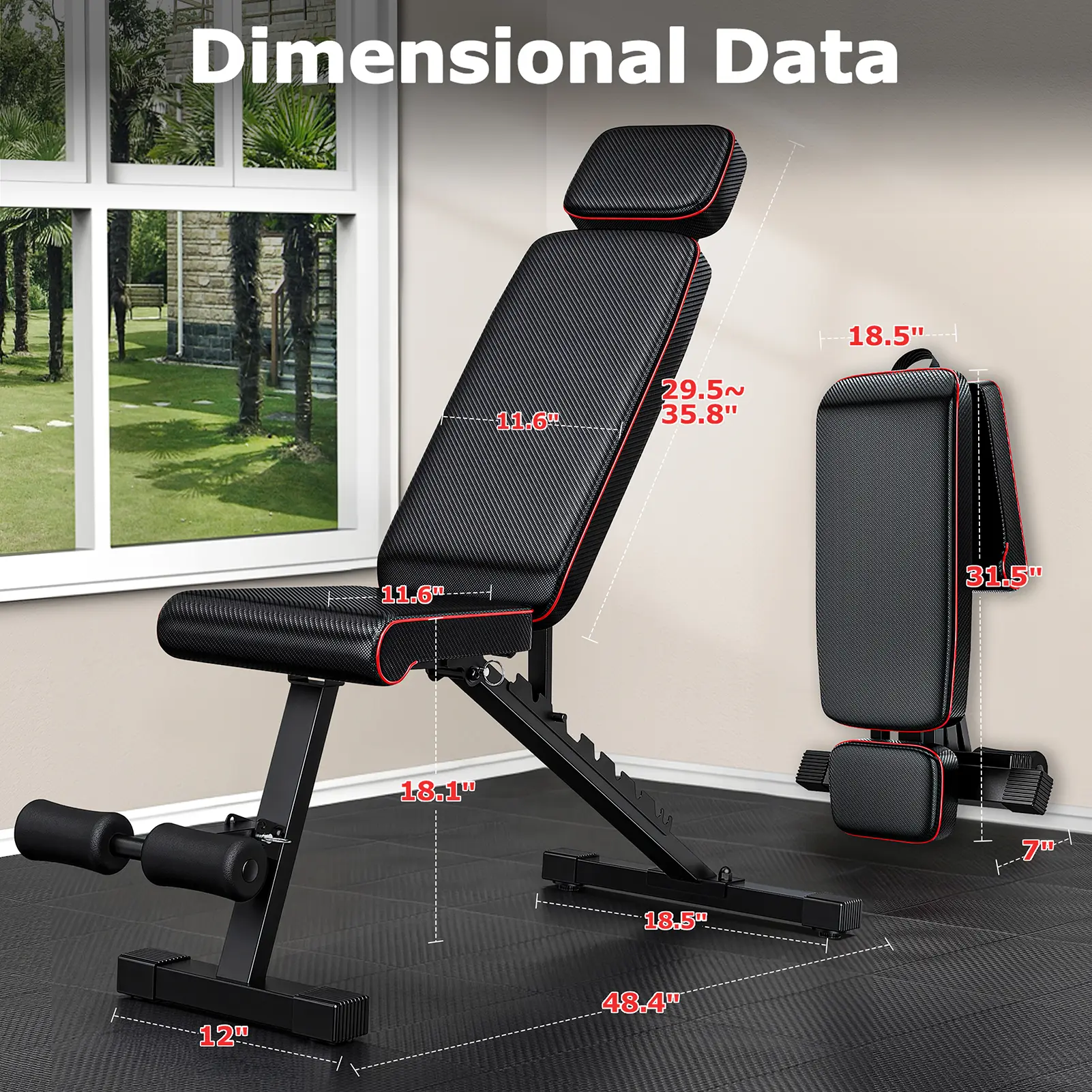 Banco de pesas plegable: capacidad de 880 libras para gimnasio en casa