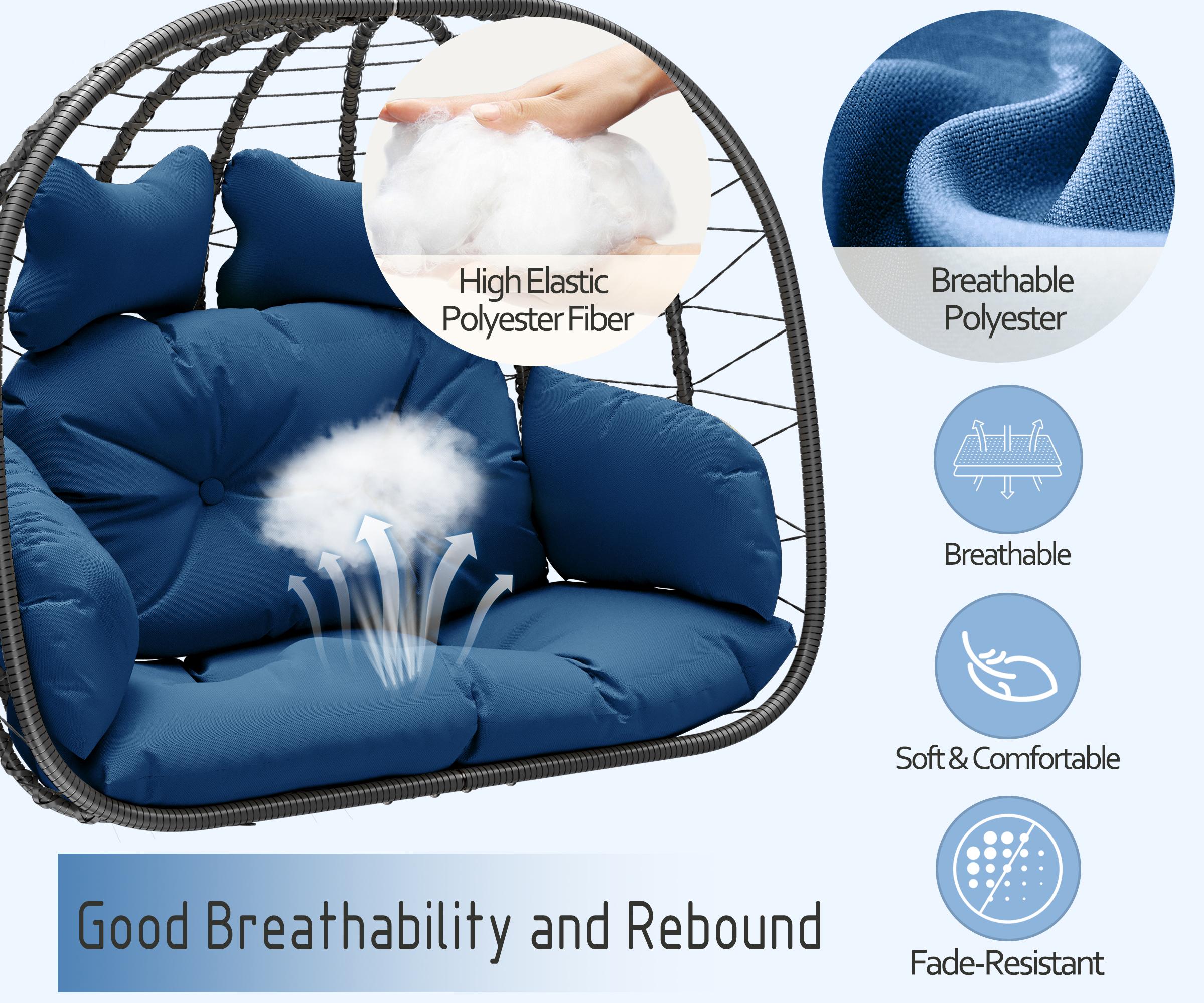 Egg Swing Chair with Stand- 350/600/700 lbs Weight Capacity, Outdoor Indoor Wicker Rattan Hanging Egg Chair with Cushion, Porch Swing Patio Furniture