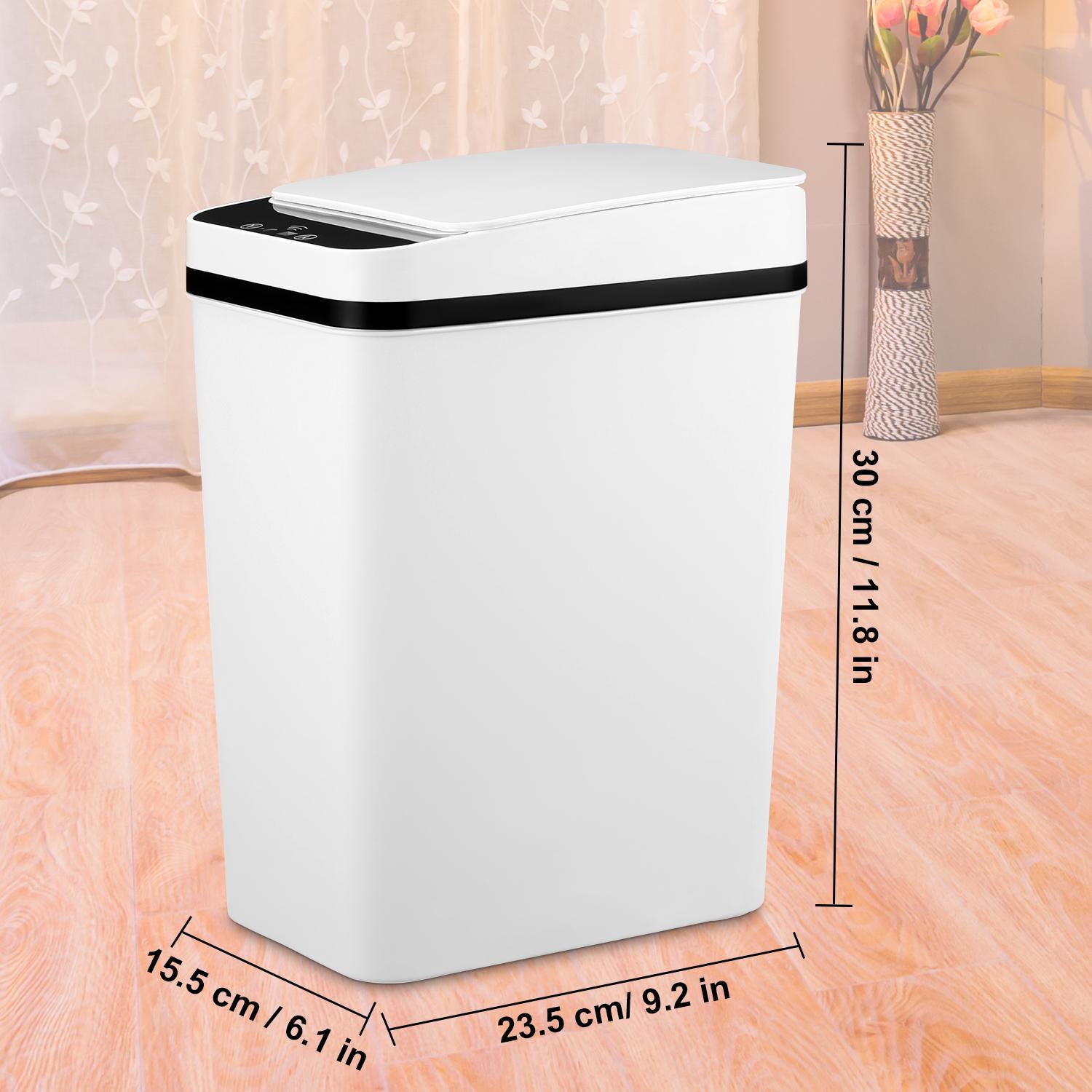 12L ABS Automatic Trash Bin, Touchless Motion Sensor Smart Garbage Can (23.5cm*15.5cm*30cm) for Kitchen, Bedroom, Home Household Use summerwins,summerwins