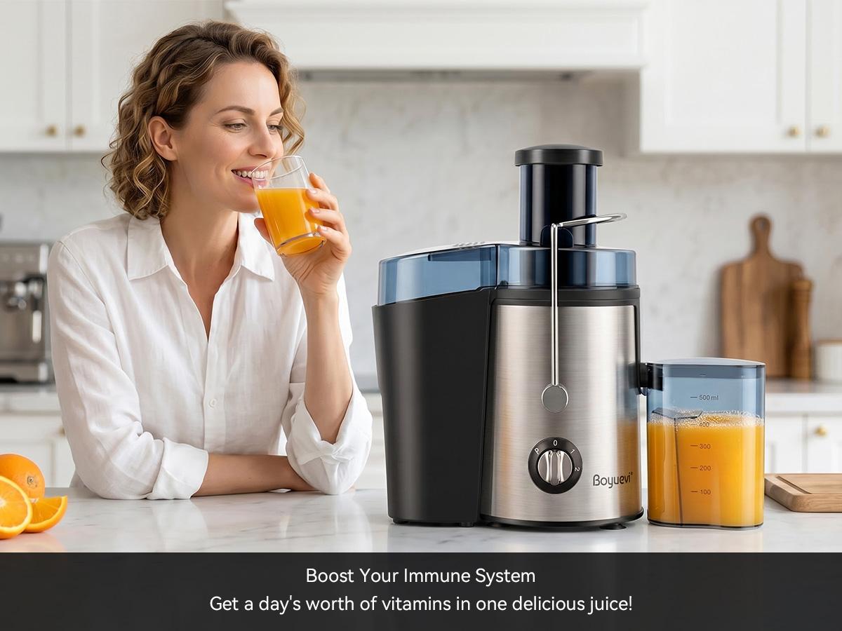 BOYUEVI 800W Juicer Machine with 3&rdquo; Wide Feed Chute, Centrifugal Juice Extractor for Whole Fruits & Vegetables, 30oz Juice Jug, Easy to Clean, BPA-Free &ndash; mothersdaygift