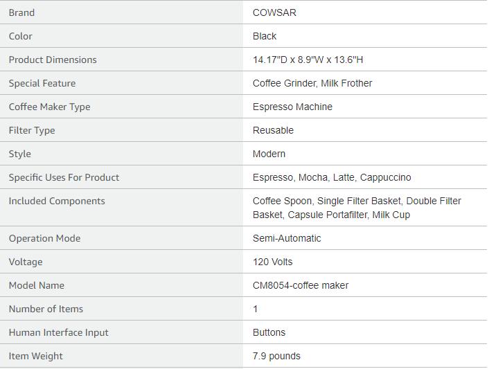 【Deals For You Days】COWSAR Espresso Machine 20 Bar, Semi-Automatic Coffee Maker with Milk Frother Steam Wand, Nespresso Capsule Compatible, 45 oz Removable Water Tank for Cappuccino, Latte, Home,1350W summerwins