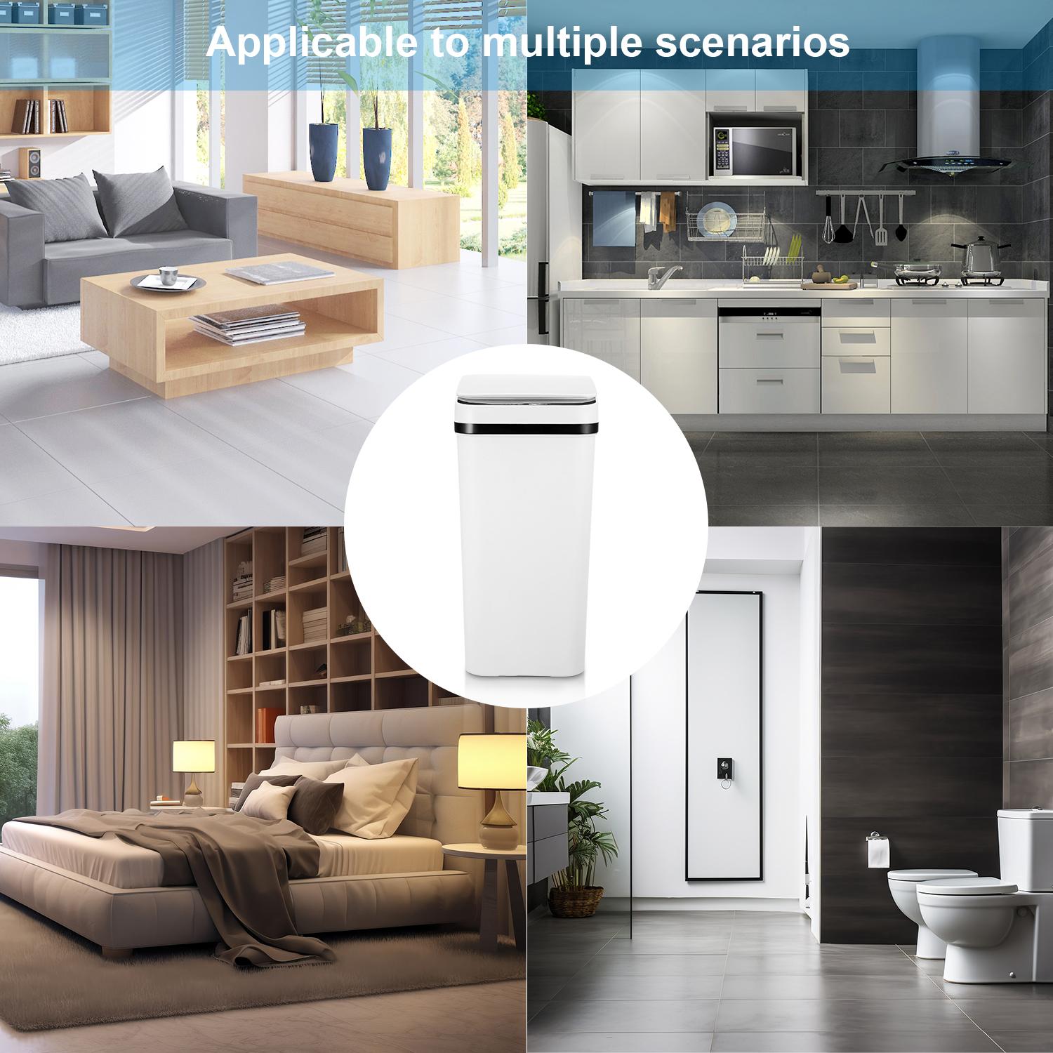 12L ABS Automatic Trash Bin, Touchless Motion Sensor Smart Garbage Can (23.5cm*15.5cm*30cm) for Kitchen, Bedroom, Home Household Use summerwins,summerwins