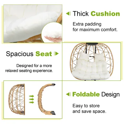 Sillón colgante doble tipo huevo con soporte - Capacidad de 700 libras
