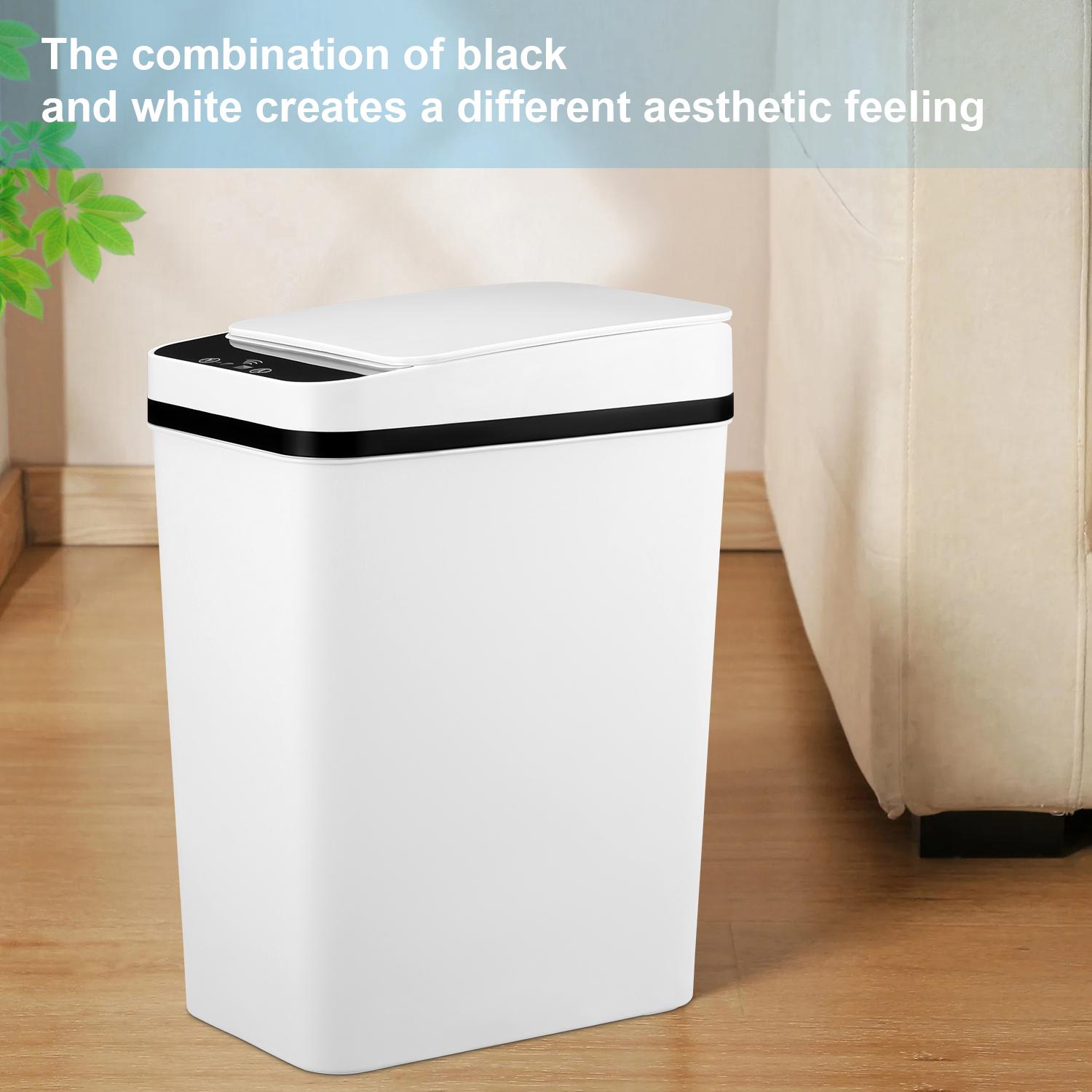 12L ABS Automatic Trash Bin, Touchless Motion Sensor Smart Garbage Can (23.5cm*15.5cm*30cm) for Kitchen, Bedroom, Home Household Use summerwins,summerwins