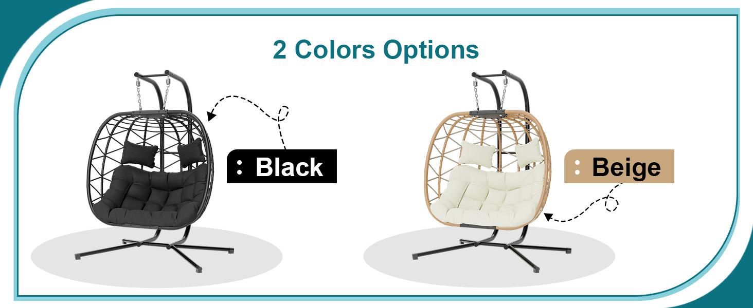 Egg Swing Chair with Stand- 350/600/700 lbs Weight Capacity, Outdoor Indoor Wicker Rattan Hanging Egg Chair with Cushion, Porch Swing Patio Furniture