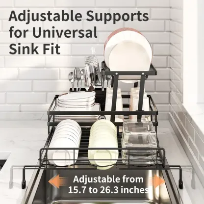 Escurridor de platos plegable y extensible: organizador que ahorra espacio