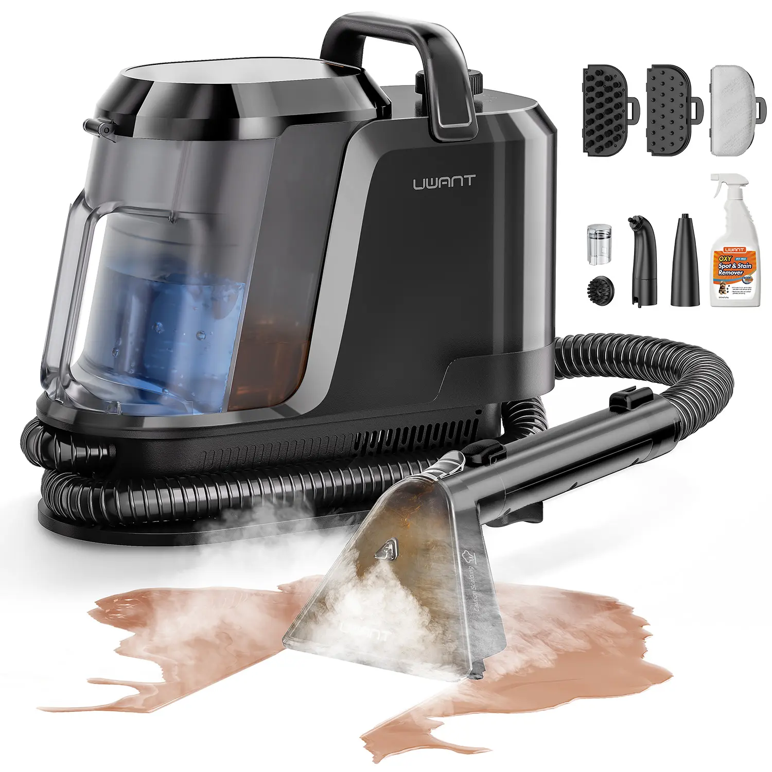 Limpiador de alfombras portátil a vapor Uwant B400: potente limpiador de manchas de 18 kPa