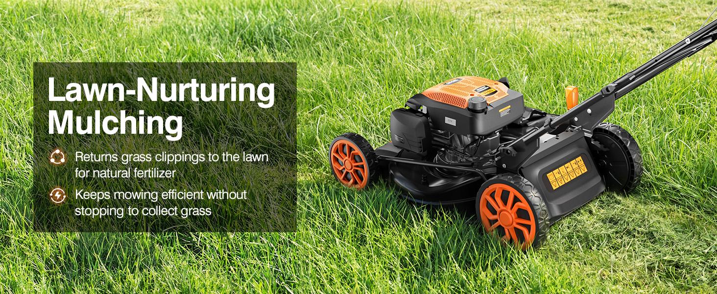 【Father's Day Gift】Efurden 21&rdquo; Self-Propelled Gas Lawn Mower, 170CC 4-in-1 Mulch/Rear Bag/Side Discharge/Rear Discharge, Walk-Behind Lawnmower with 7-Position Cutting Height, Foldable Gas Lawn Mowers for Yard Garden