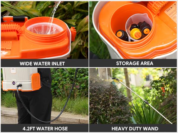 5.3 Gallon Battery Powered Backpack Sprayer, 2 * 20V Large Capacity Battery & 45-90PSI Adjustable Pressure, Electric Backpack Garden Sprayer with 6 Spray Nozzles for Lawn, Garden, Yard