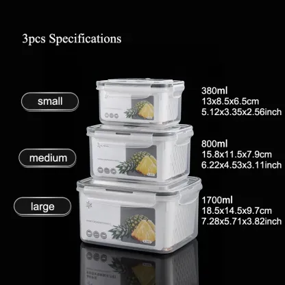 Organizadores de almacenamiento para refrigerador (juego de 3 o 5 piezas): Recipientes apilables de plástico transparente con colador extraíble; herméticos, aptos para lavavajillas y microondas; mantienen frescas por más tiempo las frutas y verduras.