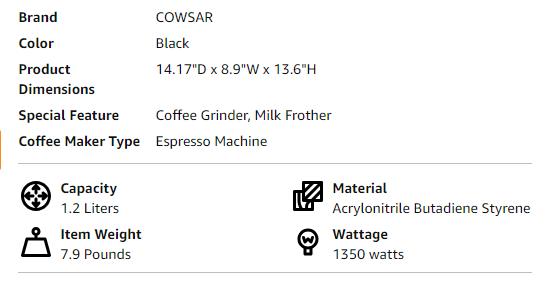 【Deals For You Days】COWSAR Espresso Machine 20 Bar, Semi-Automatic Coffee Maker with Milk Frother Steam Wand, Nespresso Capsule Compatible, 45 oz Removable Water Tank for Cappuccino, Latte, Home,1350W summerwins 【Deals For You Days】COWSAR Espresso Machine 20 Bar, Semi-Automatic Coffee Maker with Milk Frother Steam Wand, Nespresso Capsule Compatible, 45 oz Removable Water Tank for Cappuccino, Latte, Home,1350W summerwins
