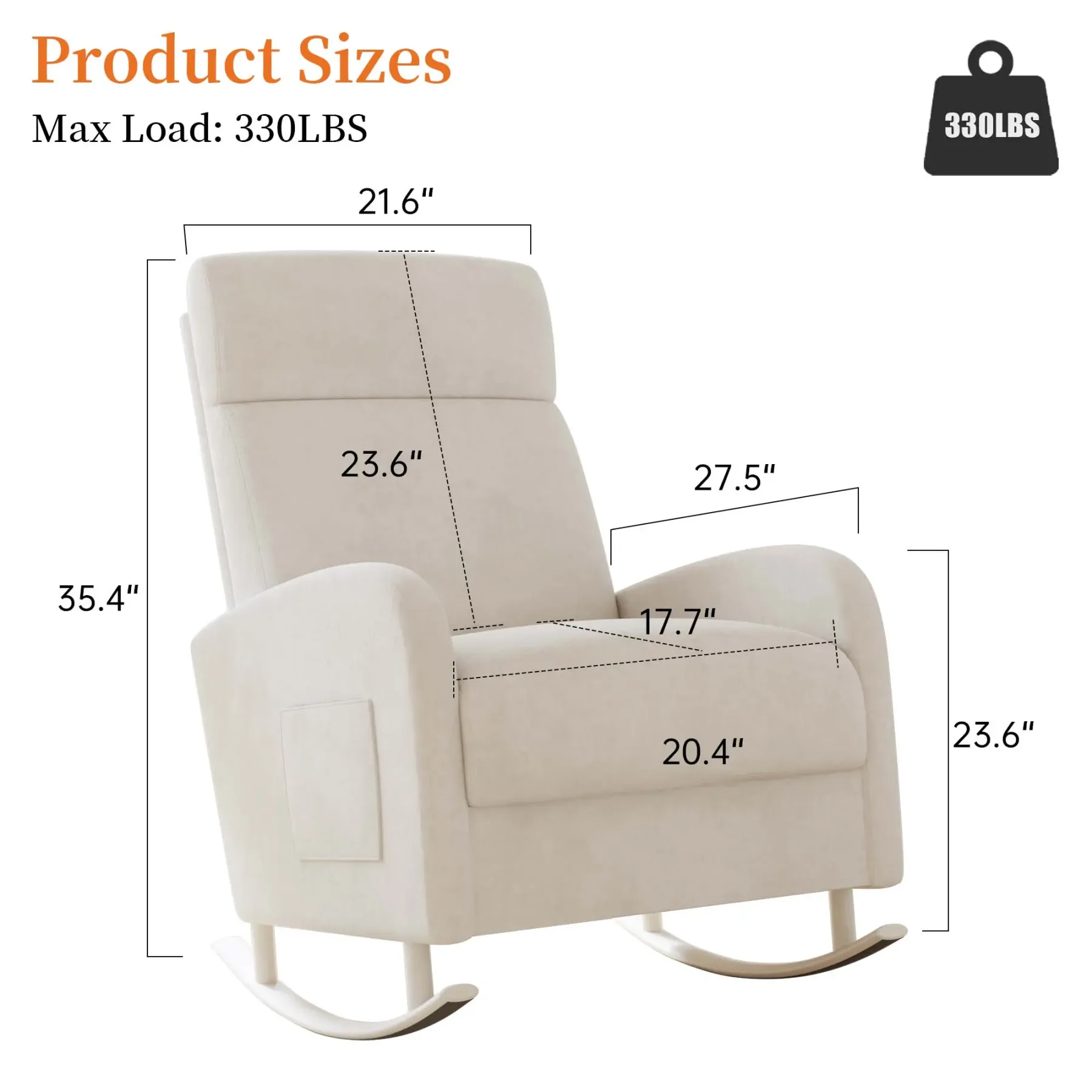Mecedora ergonómica HIPIHOM: sillón reclinable blanco y mullido