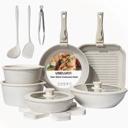 Juego de utensilios de cocina antiadherentes con mangos extraíbles