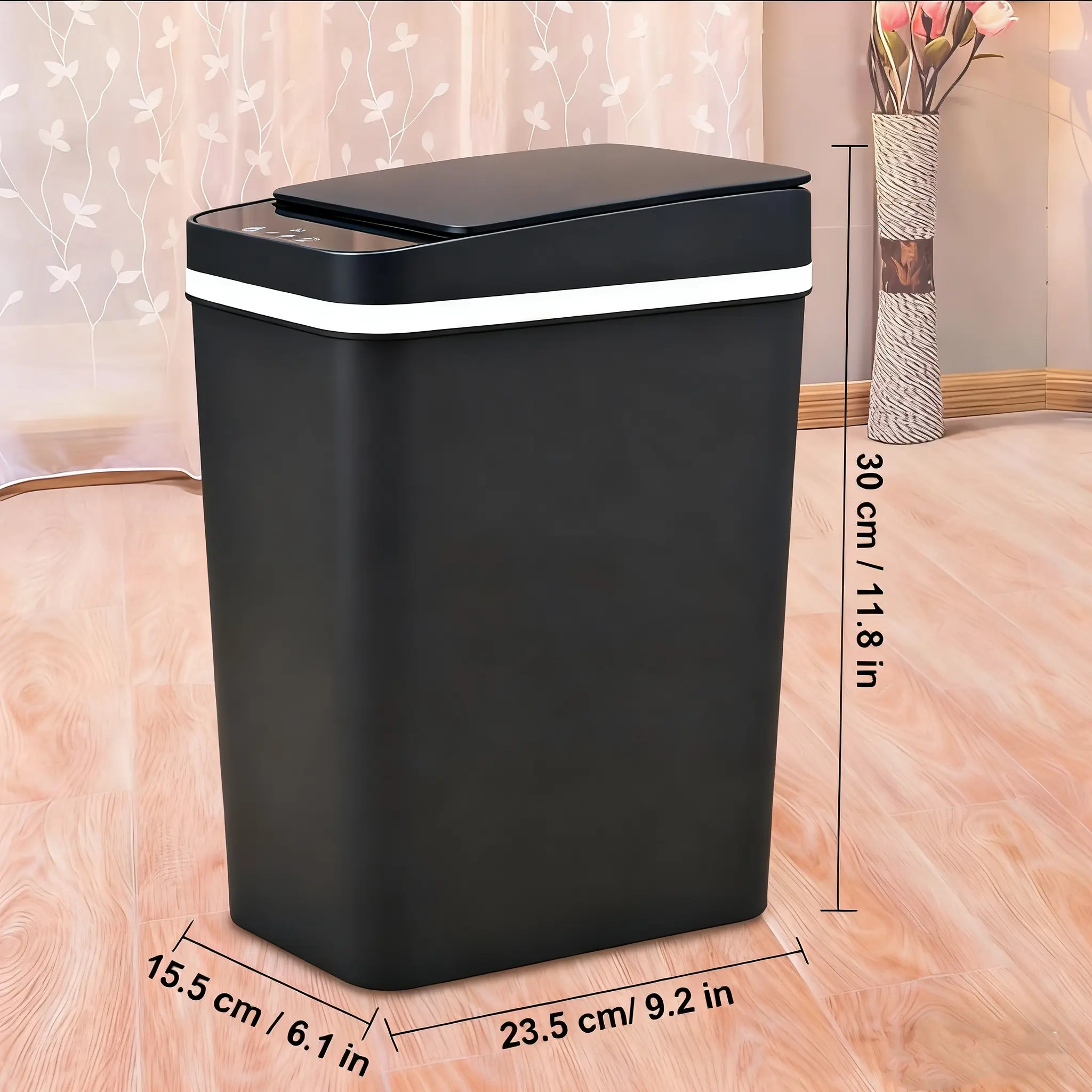 Cubo de basura automático sin contacto de 12 L: Papelera inteligente con sensor de movimiento