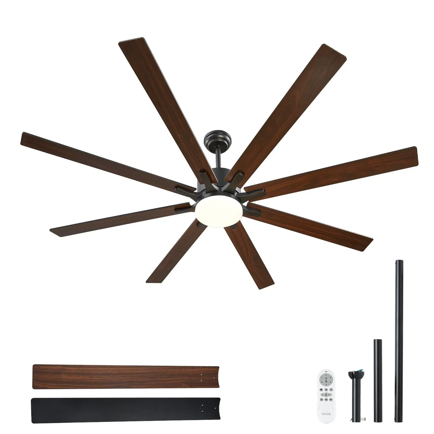 Ventilador de techo con luz y control remoto de 6 velocidades