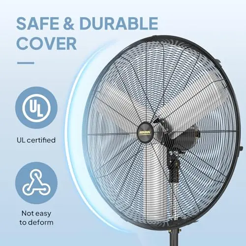 Ventilador de pedestal oscilante de alta resistencia de 30 pulgadas - Negro