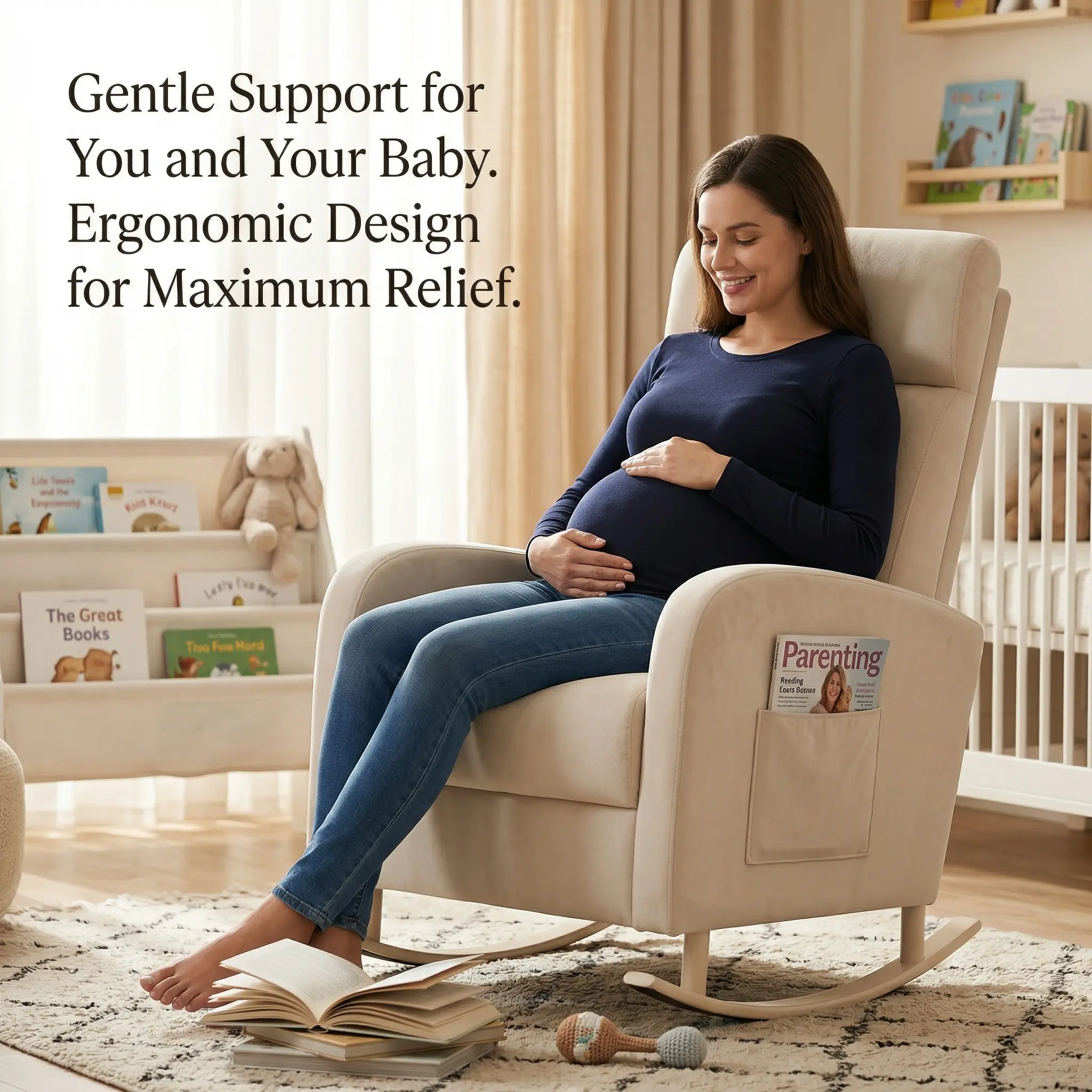 Mecedora ergonómica HIPIHOM: sillón reclinable blanco y mullido