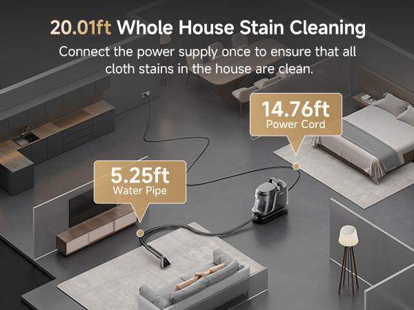 UWANT Steam Carpet Cleaner with 212&deg;F Steam & 140&deg;F Hot Water Mode, 18kPa Suction Upholstery Spot Cleaner for Car，Couch, Mattress, Pet Stains & Professional Deep Cleaning