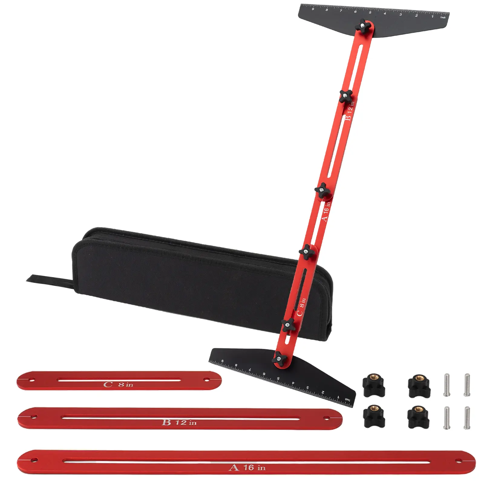 Plantilla de aleación de aluminio para peldaños de escalera – Herramienta de medición y guía ajustable de calidad profesional – Herramienta de precisión para carpintería (escaleras, contrahuellas y estantes) – Herramienta de trazado para mejoras del hogar