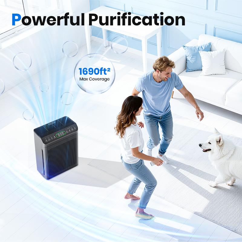 MORENTO 066 HEPA Air Purifier for Large Rooms (Up to 1,690 ft&sup2;) - Pet Mode, Aromatherapy, PM2.5 Monitor, Removes Smoke, Pollen, Pet Dander, Home Decor-Friendly Household Appliance