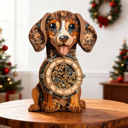Reloj de madera en 3D con forma de Dachshund: regalo para amantes del bricolaje y decoración del hogar