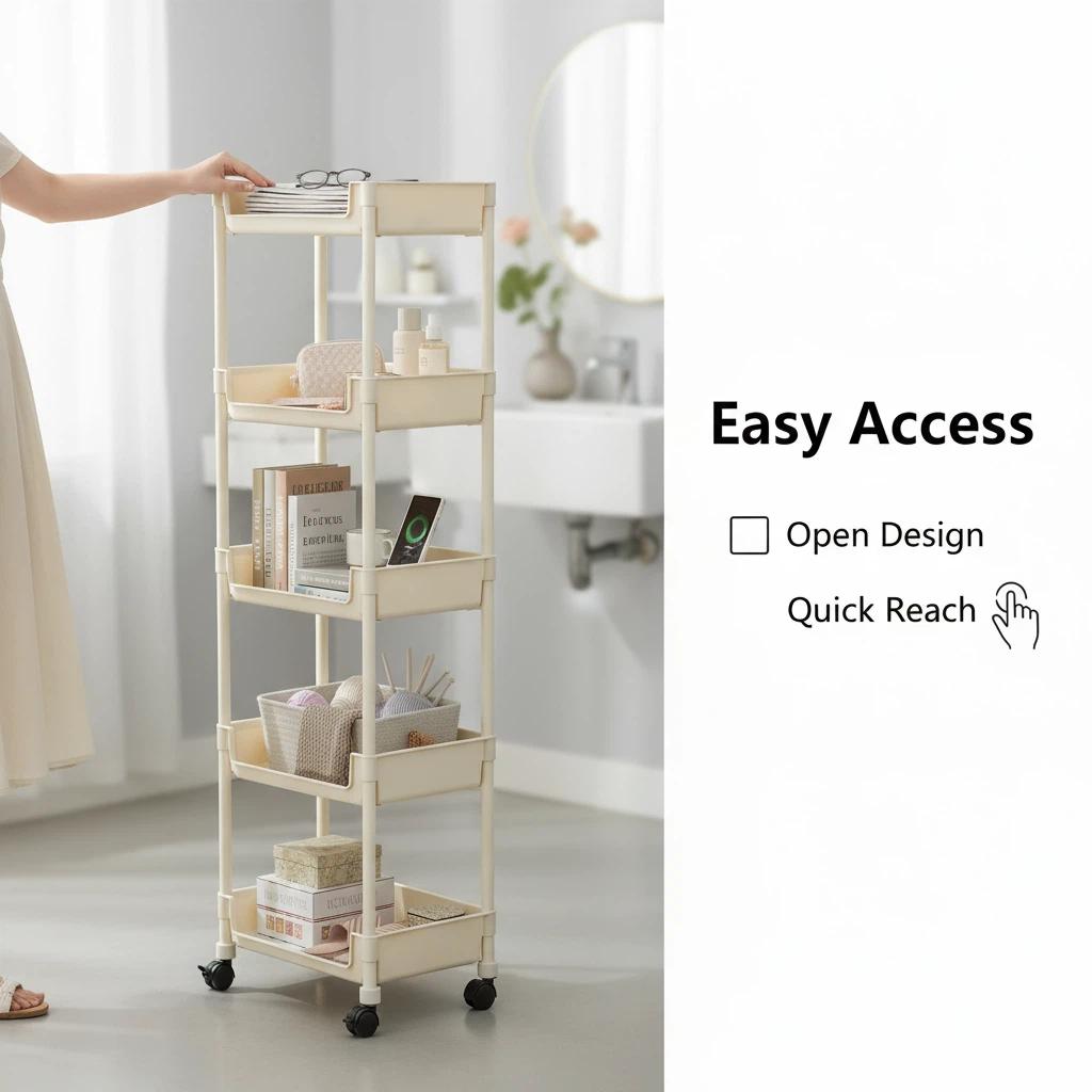 Multifunctional Multi-Layer Plastic Storage Cartwith Wheels, Layered Shelf Organizer for BedroomKitchen Bathroom Living Room, AdjustableStanding Shelf Suction Cup Sponge Holder for Kitchen Sink  semiannual  sale 2025 easy install kit glove clip cas oz sce