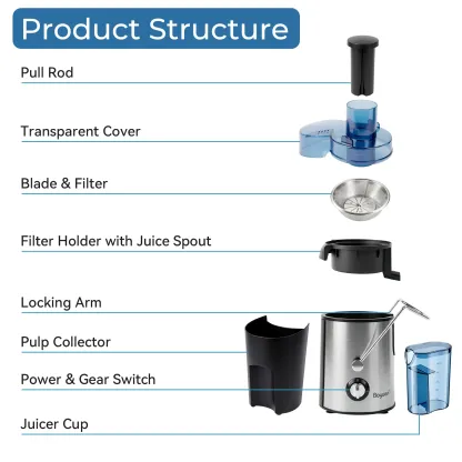 Extractor de jugo eléctrico multifunción de 800 W para frutas enteras