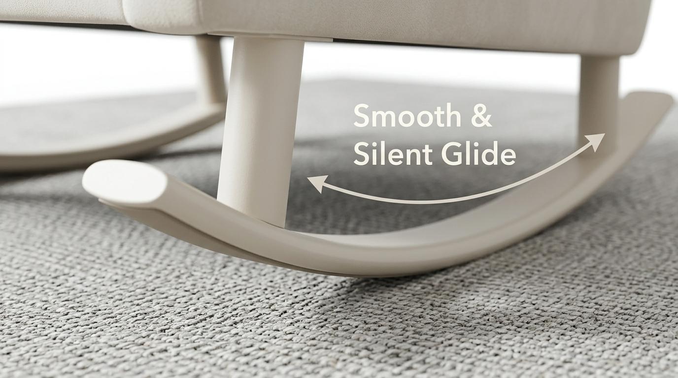 HIPIHOM Rocking Chair Nursery chair,Ergonomically Crafted Recliner, Plush White Fabric Upholstery. Perfect for Living Room, Home Office, Reading Sessions & Soothing Babies.