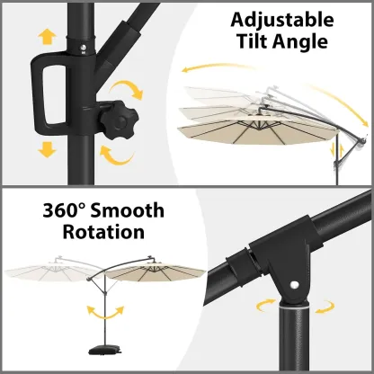 Sombrilla para patio de 10 pies con energía solar y rotación de 360°