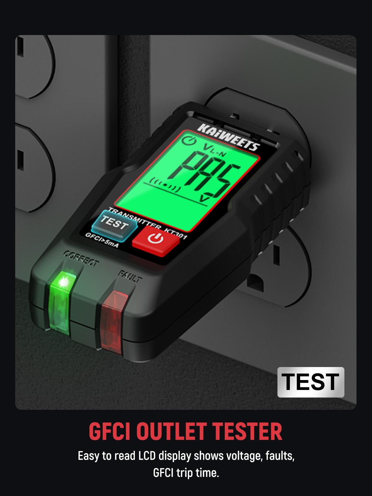 KAIWEETS AC Circuit Breaker Finder Tool with Alert LCD Display, 2-Piece Set Electric Tester and Voltage Tester with Transmitter and Receiver, NCV Function & Flashlight, Non-Contact Cable Tester and Integrated GFCI Outlet Tester, Tool Kit fathersdaygift