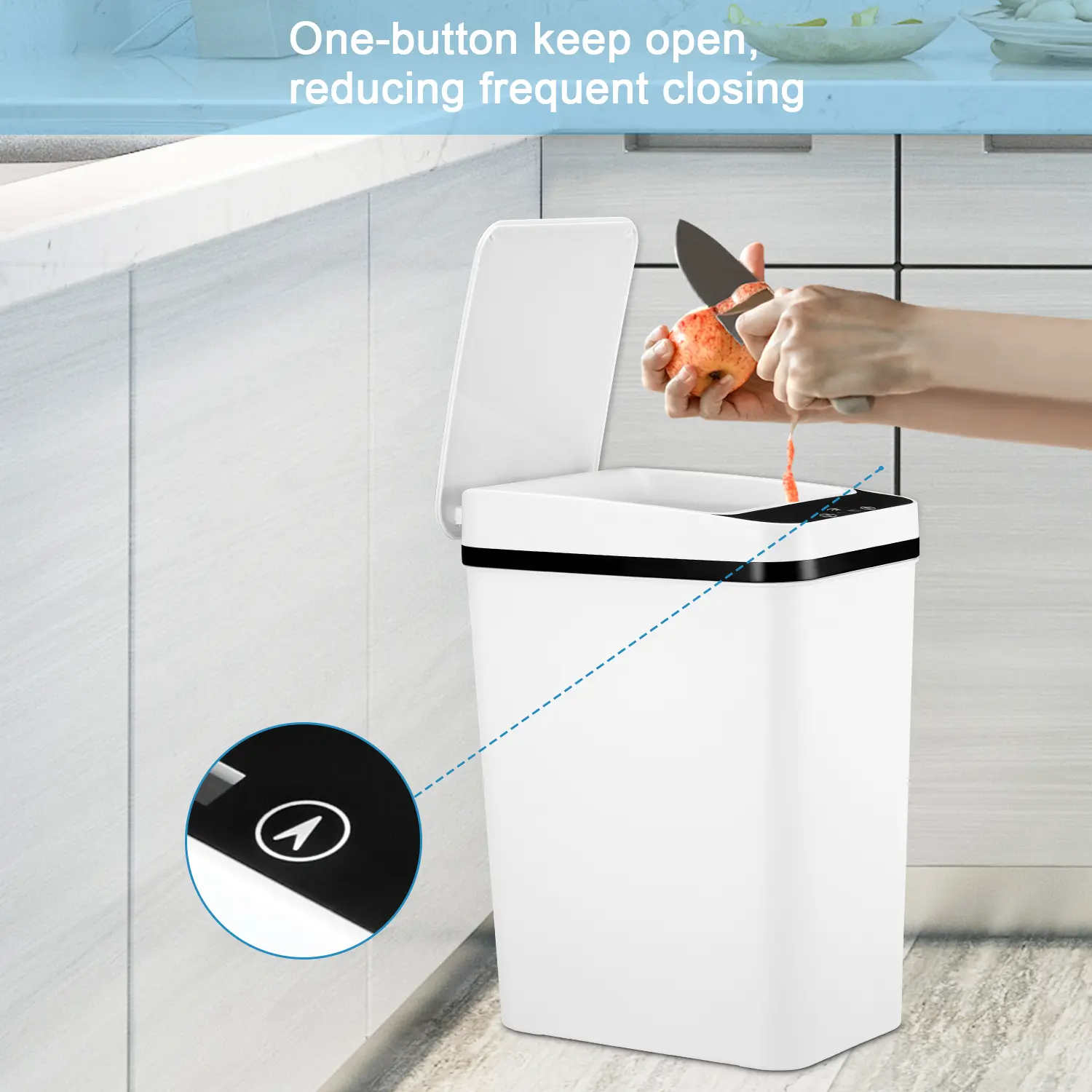 Cubo de basura automático sin contacto de 12 L: Papelera inteligente con sensor de movimiento