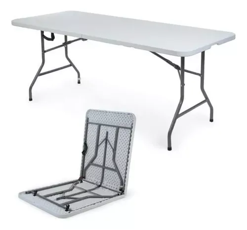 mesa 180 cm plegable de exterior de apoyo y trabajo color blanco acero y plástico MESA03