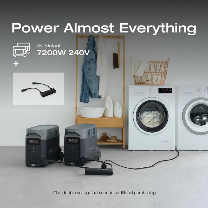 EcoFlow DELTA Pro Estación de Energía Portátil 3600Wh, Potencia de 3600W, Carga Rápida en 2.7H, Batería LFP 120V, 5 Tomas AC y Capacidad Expandible para Hogar, Camping y Emergencias