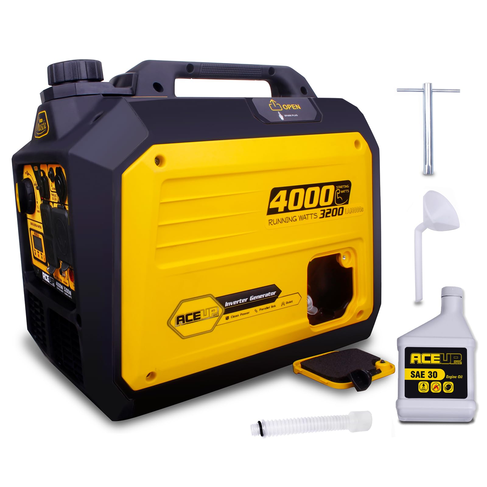 Generador Inverter 4000W a Gasolina, Silencioso y Portátil para Emergencias, Camping y Hogar