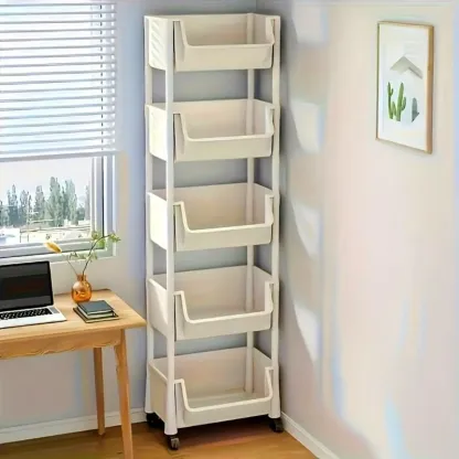 Carrito Organizador Multifuncional con Ruedas, Estante de Plástico de Varias Capas para Cocina, Baño, Recámara y Sala, Fácil de Instalar, con Soporte Ajustable y Accesorios para Almacenamiento