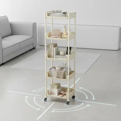 Carrito Organizador Multifuncional con Ruedas, Estante de Plástico de Varias Capas para Cocina, Baño, Recámara y Sala, Fácil de Instalar, con Soporte Ajustable y Accesorios para Almacenamiento