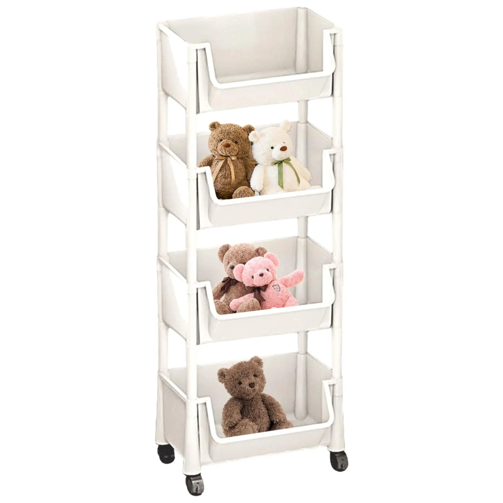 Carrito Organizador Multifuncional con Ruedas, Estante de Plástico de Varias Capas para Cocina, Baño, Recámara y Sala, Fácil de Instalar, con Soporte Ajustable y Accesorios para Almacenamiento