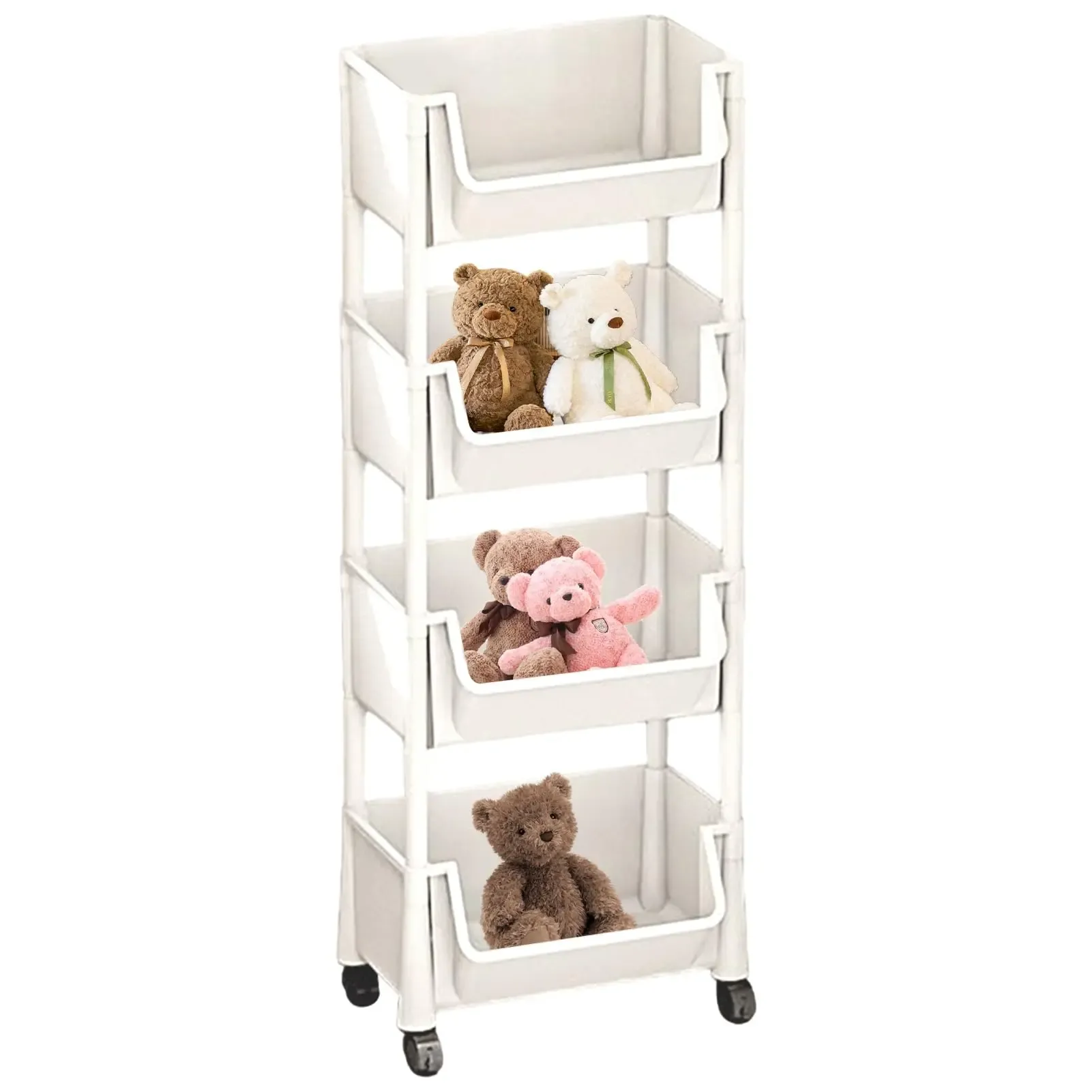 Carrito Organizador Multifuncional con Ruedas, Estante de Plástico de Varias Capas para Cocina, Baño, Recámara y Sala, Fácil de Instalar, con Soporte Ajustable y Accesorios para Almacenamiento