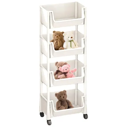Carrito Organizador Multifuncional con Ruedas, Estante de Plástico de Varias Capas para Cocina, Baño, Recámara y Sala, Fácil de Instalar, con Soporte Ajustable y Accesorios para Almacenamiento