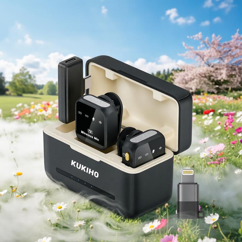 Micrófono Inalámbrico KUKIHO para iPhone y Android con Estuche de Carga