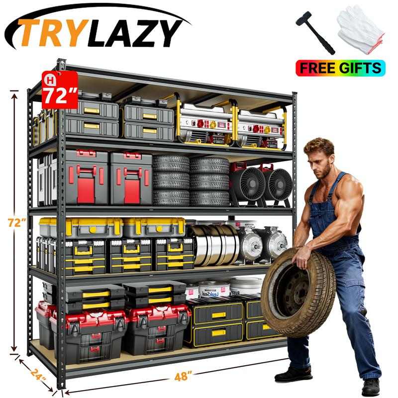 Estantería Metálica Ajustable TryLazy de 5 Niveles, Rack de Almacenamiento Resistente para Garaje, Cocina, Bodega y Almacén