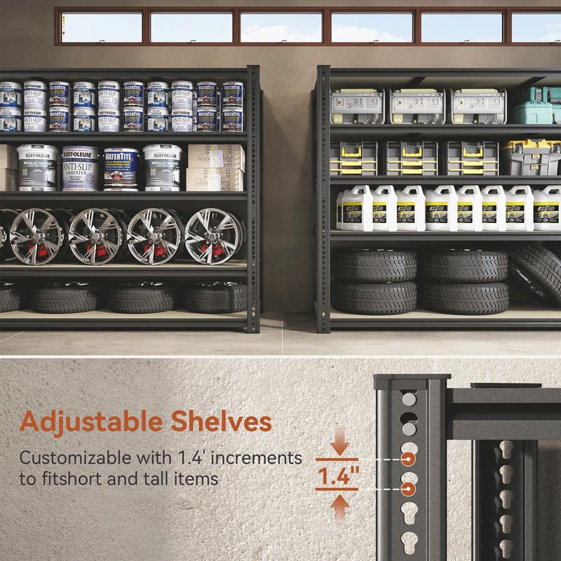Estantería Metálica Ajustable TryLazy de 5 Niveles, Rack de Almacenamiento Resistente para Garaje, Cocina, Bodega y Almacén