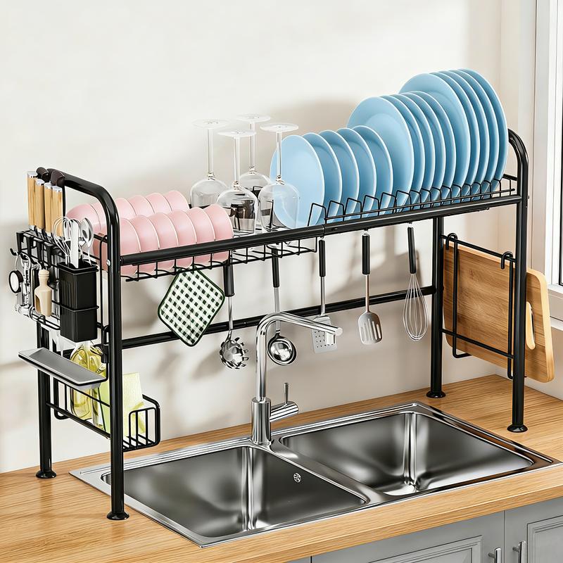 Escurridor de Platos para Cocina Sobre Fregadero Organizador Metálico 1/2 Niveles